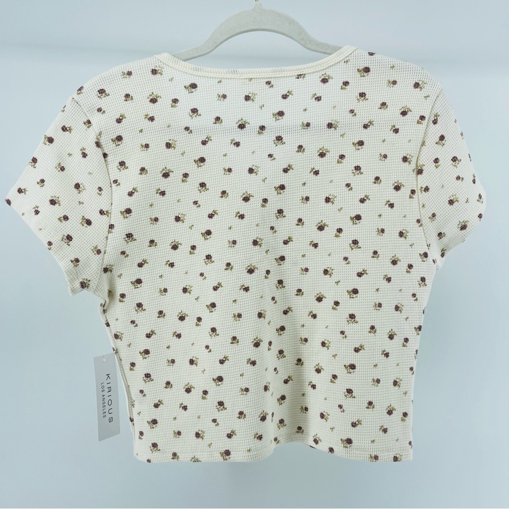 Kirious Dainty Floral Button-Front Cropped Top in Cream, NWT, Junior's XL - Picture 4 of 6